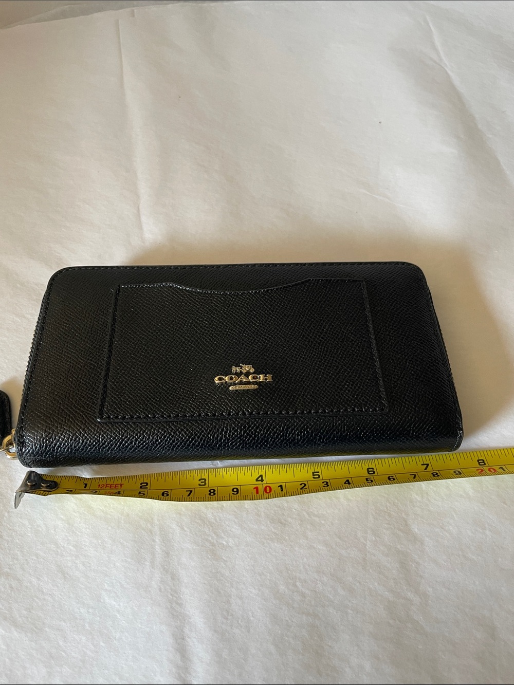 Coach wallet Black Zip-Around Saffiano Wallet with Gold Hardware - Picture 8 of 10